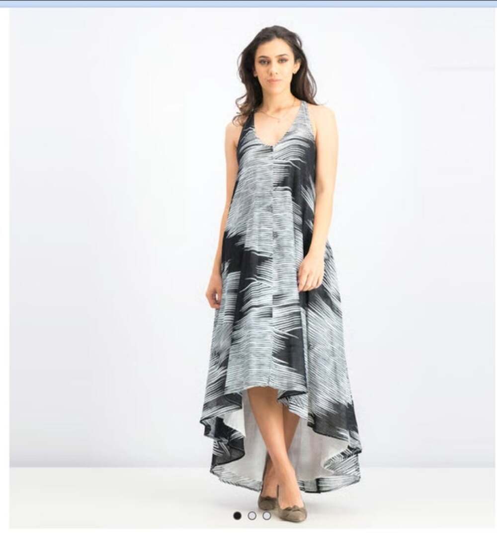 Kenneth Cole Tie Dye Sleeveless Maxi Dress Black White Size XL